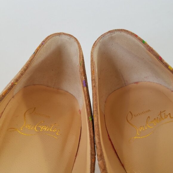 Christian Louboutin So Kate 120 Cork Multicolor Foil Heels SIZE 36.5 Dust Bag - Picture 13 of 16